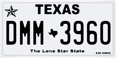 TX license plate DMM3960