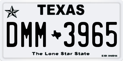 TX license plate DMM3965