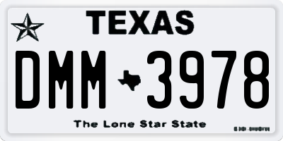 TX license plate DMM3978