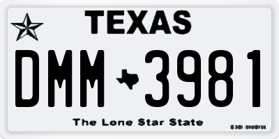 TX license plate DMM3981
