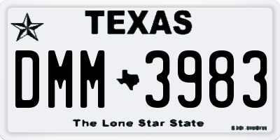 TX license plate DMM3983
