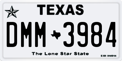 TX license plate DMM3984
