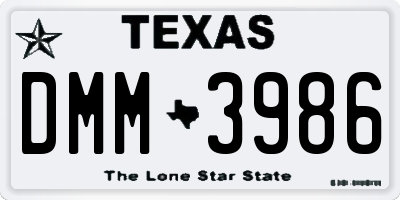 TX license plate DMM3986