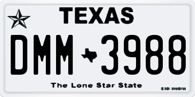 TX license plate DMM3988