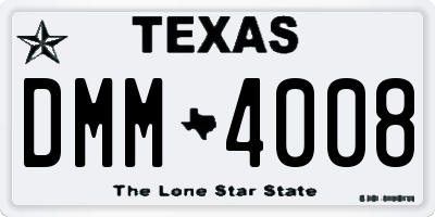TX license plate DMM4008