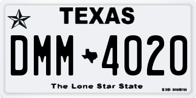 TX license plate DMM4020