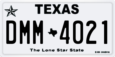 TX license plate DMM4021