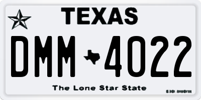 TX license plate DMM4022