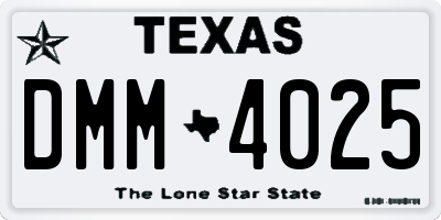TX license plate DMM4025