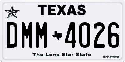 TX license plate DMM4026