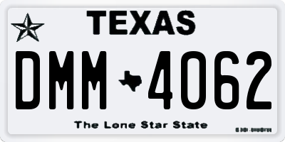 TX license plate DMM4062