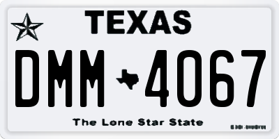 TX license plate DMM4067