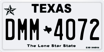 TX license plate DMM4072