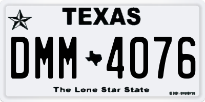 TX license plate DMM4076