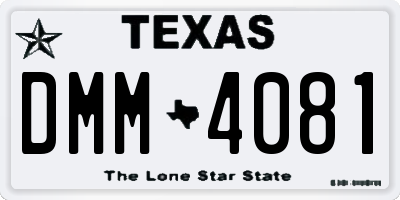 TX license plate DMM4081
