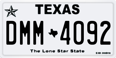 TX license plate DMM4092