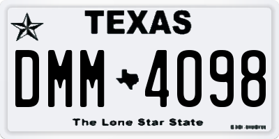 TX license plate DMM4098