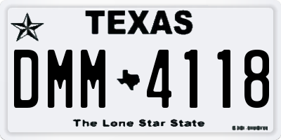 TX license plate DMM4118
