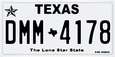 TX license plate DMM4178