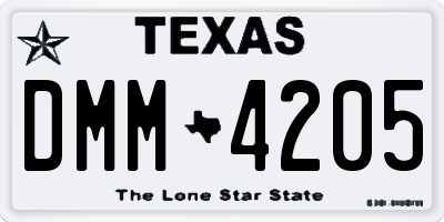 TX license plate DMM4205