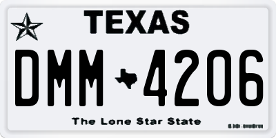 TX license plate DMM4206