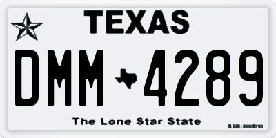 TX license plate DMM4289