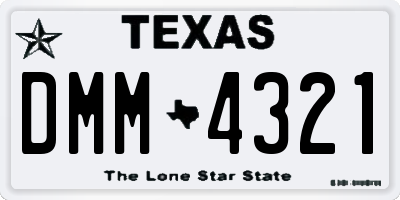 TX license plate DMM4321