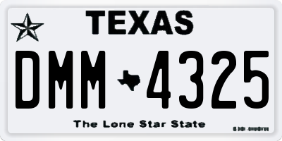 TX license plate DMM4325