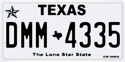 TX license plate DMM4335