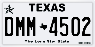 TX license plate DMM4502