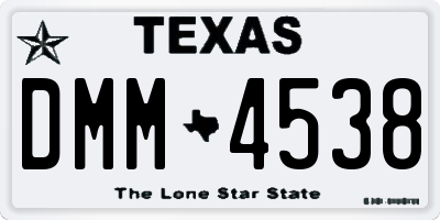 TX license plate DMM4538