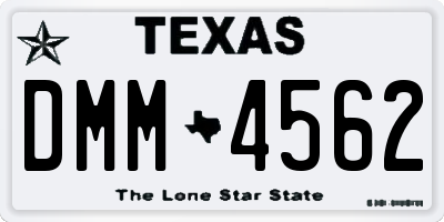 TX license plate DMM4562