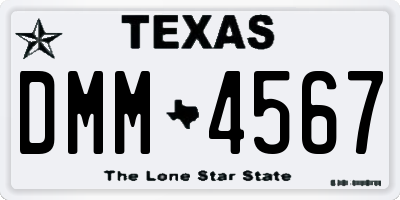 TX license plate DMM4567