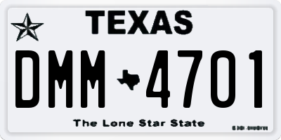 TX license plate DMM4701