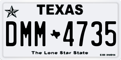 TX license plate DMM4735
