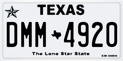 TX license plate DMM4920