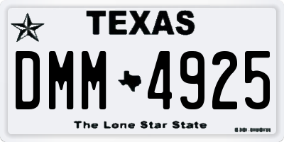 TX license plate DMM4925