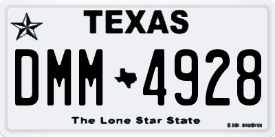 TX license plate DMM4928