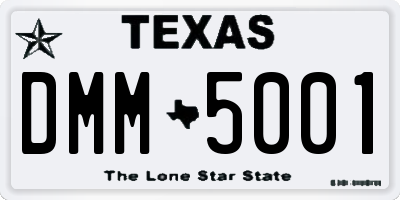 TX license plate DMM5001