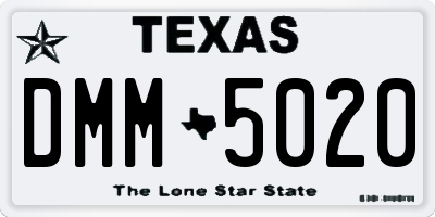 TX license plate DMM5020