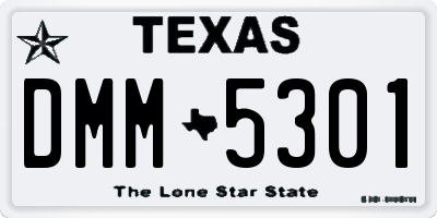 TX license plate DMM5301