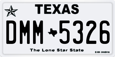 TX license plate DMM5326