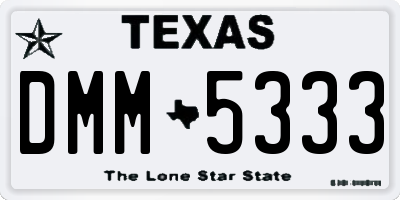 TX license plate DMM5333