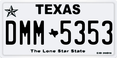 TX license plate DMM5353