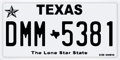 TX license plate DMM5381