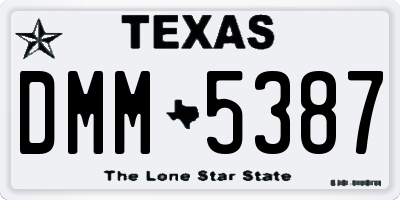 TX license plate DMM5387