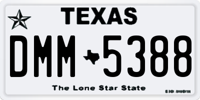 TX license plate DMM5388