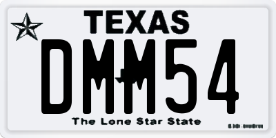 TX license plate DMM54