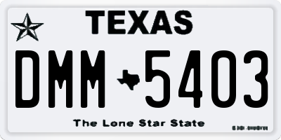 TX license plate DMM5403