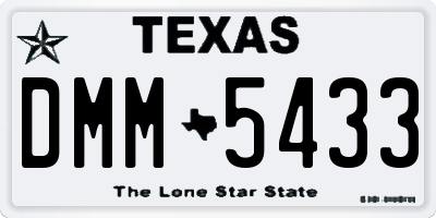TX license plate DMM5433
